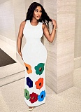 Fashion Round Neck Sleeveless Positioning Printing Hollow Printing A-line Dress RS-6333