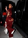 Casual street women print hoodies and long pants 2 pieces sets QYUE-CRQ001