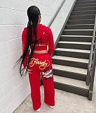 Casual street women print hoodies and long pants 2 pieces sets QYUE-CRQ001