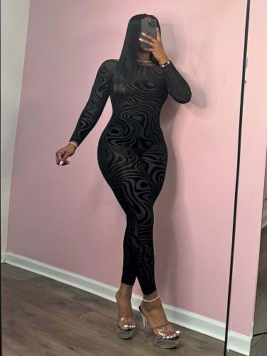 Super sexy backless women long sleeves tight black jumpsuit CN-0226