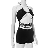 Black mesh sexy halter hollow-out backless rompers XINY-D25RP173