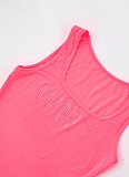 Sexy Perm Diamond Letter Print Sleeveless Vest Ruffled Shorts Two-Piece Set XINY-J25ST101