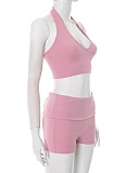 Sexy Hanging Neck Tie Rope Navel-Exposed Vest Navel-Exposed Shorts Two-Piece Set XINY-D25ST155