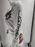 Comfortable Painting Zipper Hoodied Two-piece Women's Clothing Set RS-9888