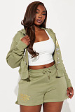 Comfortable Painting Zipper Hoodied Two-piece Women's Clothing Set RS-9888