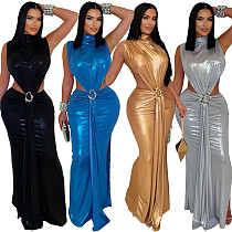 Sexy lady high-neck sleeveless package hips split long club dress BY-7476 Sexy lady high-neck sleeveless package hips split long club dress BY-7476