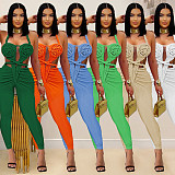 Women's sexy halter-neck backless solid color jumpsuit BY 7489