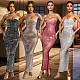 Sexy Strapless Hot Drilling Bodycon Split Maxi Club Dresses BY-6962