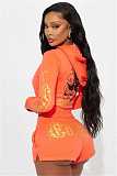 Comfortable Painting Zipper Hoodied Two-piece Women's Clothing Set RS-9888