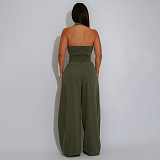 Women pockets sleeveless backless casual long jumpsuit YF-10884