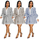 Casual women stripes print long sleeve A-line Blouse short dress YF-10876