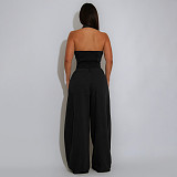 Women pockets sleeveless backless casual long jumpsuit YF-10884