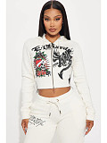 Europe and America Printed Sweatshirt Hoodied Set MJL-HLX001