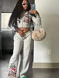 Europe and America Printed Sweatshirt Hoodied Set MJL-HLX001
