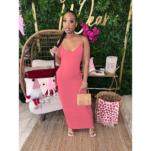 Solid Color Sleeveless Bodycon Maxi Dresses DD-88210
