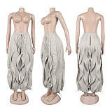 Women solid color workwear patchwork lace bloomers cuffed pants NY-3685