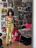 Casual Elastic Waist Lace-up Sweatshirts Pants Sport Women's Three-piece Set RS-8810