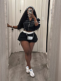 Crop Top Zipper Short-sleeved Blouse Skirt Suit For Women RS-K25L52