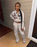 Europe and America Printed Sweatshirt Hoodied Set MJL-HLX001