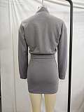 Women Zipper Hoodies And Package Hips Mini Skirt 2 Pieces Sets BG-5036