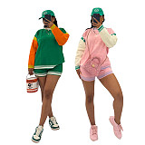 Sport Casual Color-blocked Long-sleeved Shorts Knitted Suit TR-TS1337