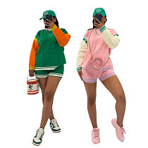 Sport Casual Color-blocked Long-sleeved Shorts Knitted Suit TR-TS1337