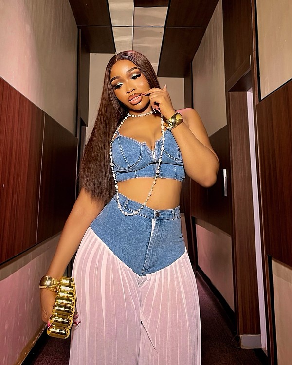 V-neck Halter Vest Pleated Denim Chiffon Trousers Set RS-9846