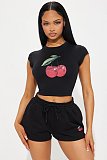 Apple Print Short-sleeved Shirt Shorts Casual Suit RS-XX791