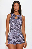 Fashion print women sleeveless shorts 2 pieces suits BG-5082