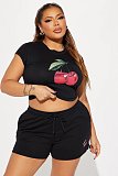 Apple Print Short-sleeved Shirt Shorts Casual Suit RS-XX791