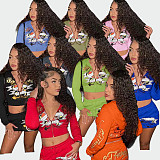 Fashion Printed Women Hoodies And Mini Skirts 2 Pieces Sets MJL-XH901