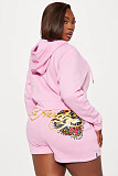 Pink women printed long sleeves shorts two pieces suits MJL-XX707