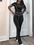 New Tight Sports Short-Sleeved Top And Long Pants Yoga Two-Piece Suit BG-5062