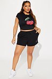 Apple Print Short-sleeved Shirt Shorts Casual Suit RS-XX791