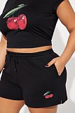 Apple Print Short-sleeved Shirt Shorts Casual Suit RS-XX791