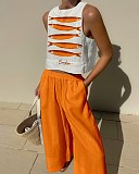 Loose Wide-leg Pants Sport Sleeveless Vest Women Set RS-M0016