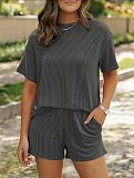 New Summer Casual Fashion Striped Round-neck Women's Suit RS-L0012