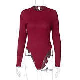 Women long sleeves round collar lace bodysuit and sexy mini skirts RS-5619422