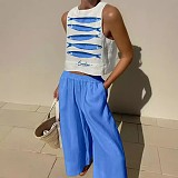 Loose Wide-leg Pants Sport Sleeveless Vest Women Set RS-M0016