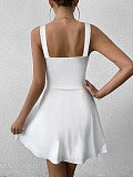 Sexy hollow-out straps sleeveless solid color short dress ZYY-25015