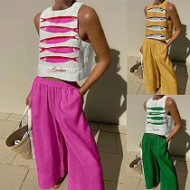 Loose Wide-leg Pants Sport Sleeveless Vest Women Set RS-M0016