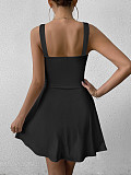 Sexy hollow-out straps sleeveless solid color short dress ZYY-25015