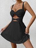 Sexy hollow-out straps sleeveless solid color short dress ZYY-25015