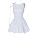 Women solid color sleeveless sexy backless short dress RS-4B17927