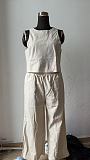 Cotton Linen Sleeveless Two-piece Vest Wide-leg Pants Set RS-MM0001