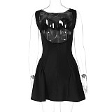 Women solid color sleeveless sexy backless short dress RS-4B17927