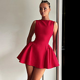 Women solid color sleeveless sexy backless short dress RS-4B17927