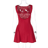 Women solid color sleeveless sexy backless short dress RS-4B17927