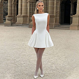 Women solid color sleeveless sexy backless short dress RS-4B17927