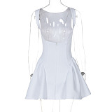 Women solid color sleeveless sexy backless short dress RS-4B17927